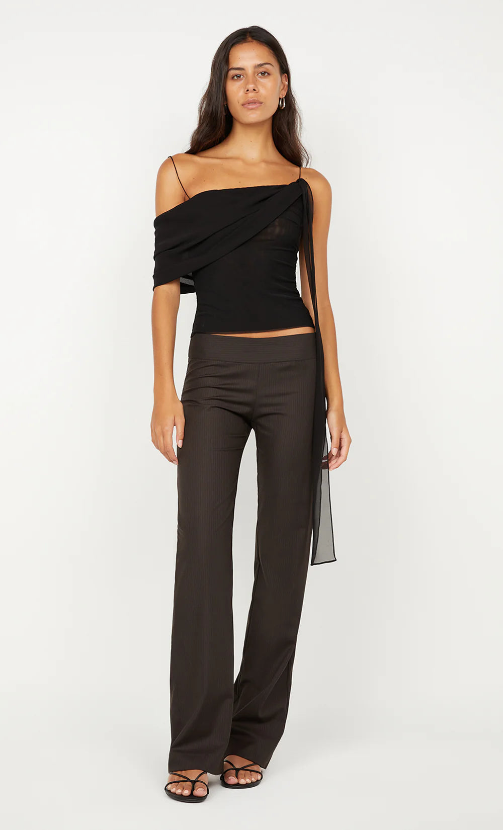 Elysian Collective Bec and Bridge Ingrid Pant Choc Pinstripe