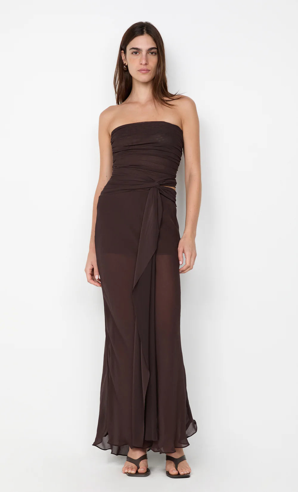 Elysian Collective Bec And Bridge Jehnaya Strapless Dress Dark Chocolate