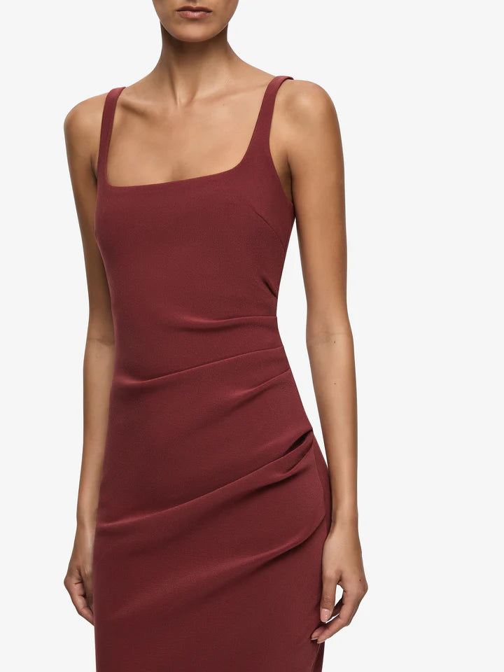 Elysian Collective Bec + Bridge Karina Tuck Midi Dress Sangria