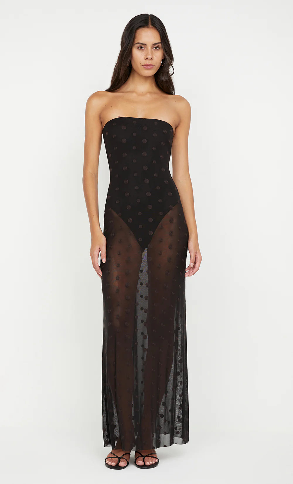 Elysian Collective Bec and Bridge Karla Strapless Maxi Dress Black Choc Spot