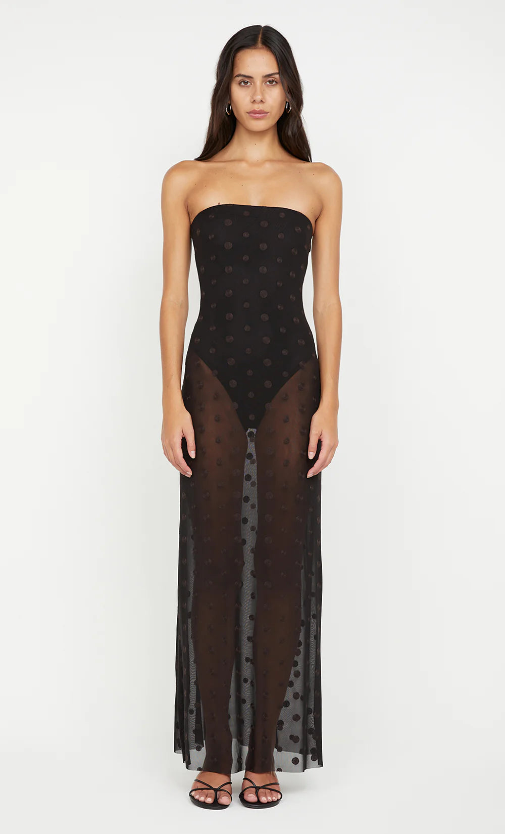 Elysian Collective Bec and Bridge Karla Strapless Maxi Dress Black Choc Spot