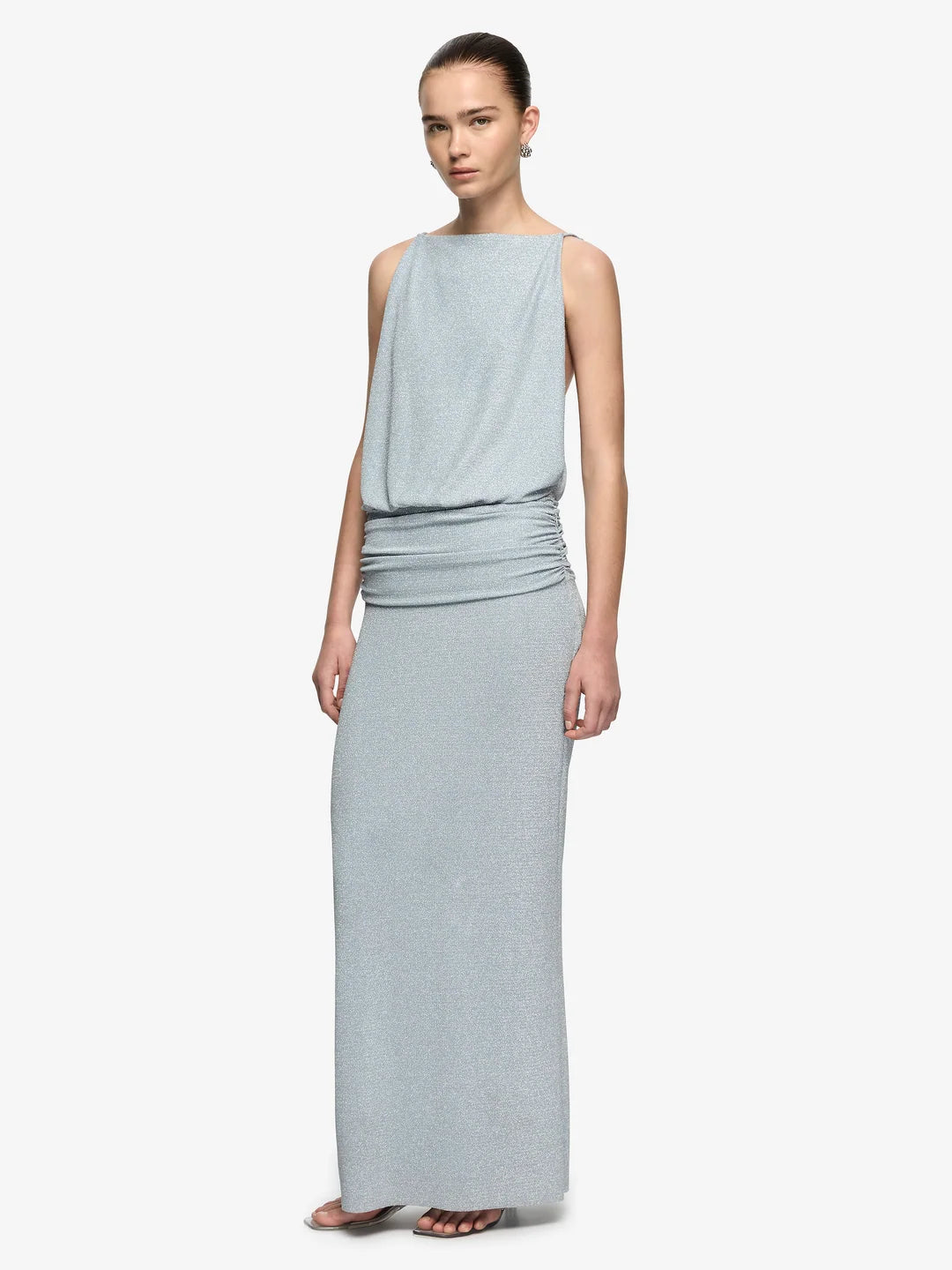 Elysian Collective Bec and Bridge Point Break Maxi Dress Grey Blue Lurex