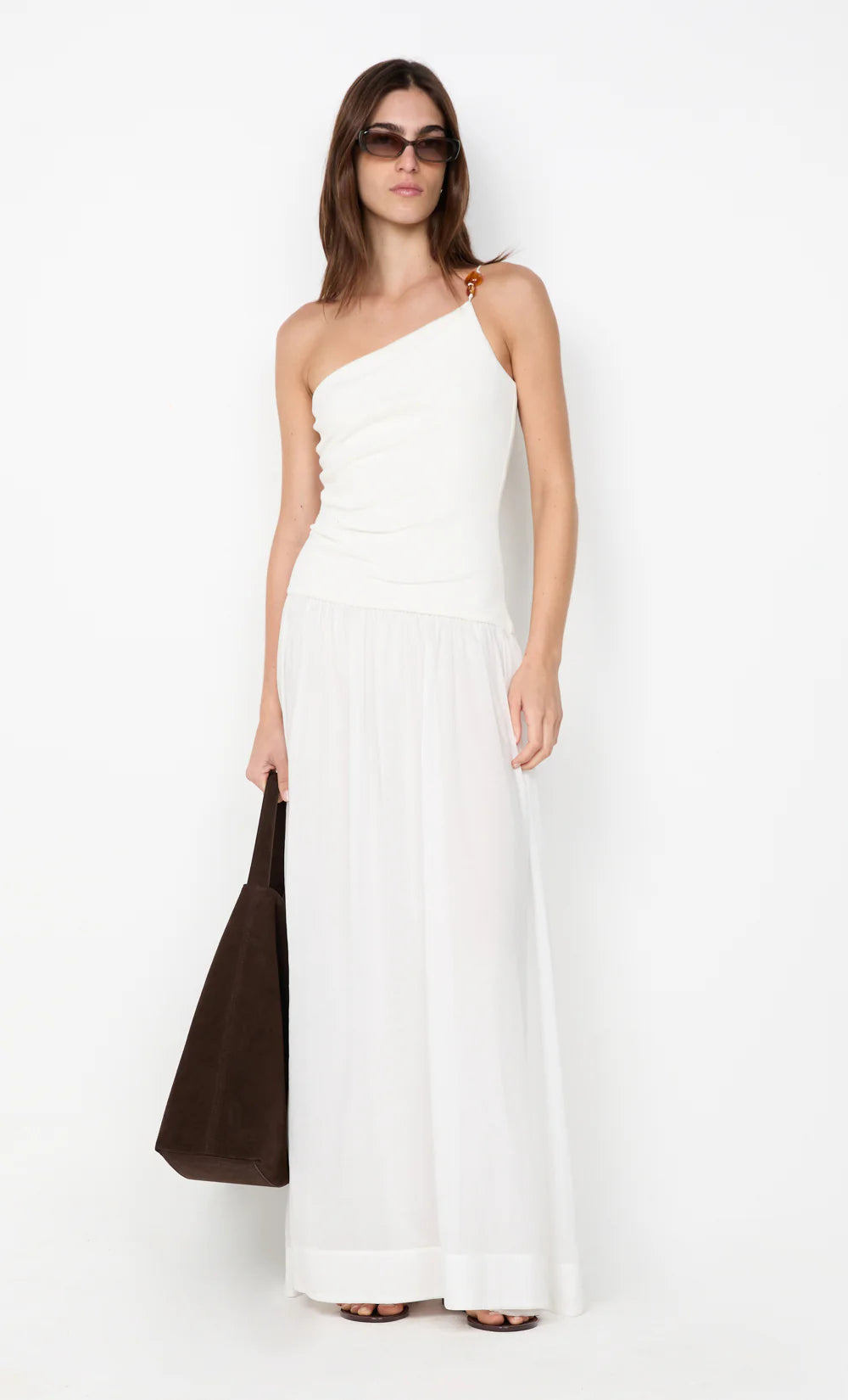 Elysian Collective Bec and Bridge Sabine Asym Maxi Dress Ivory