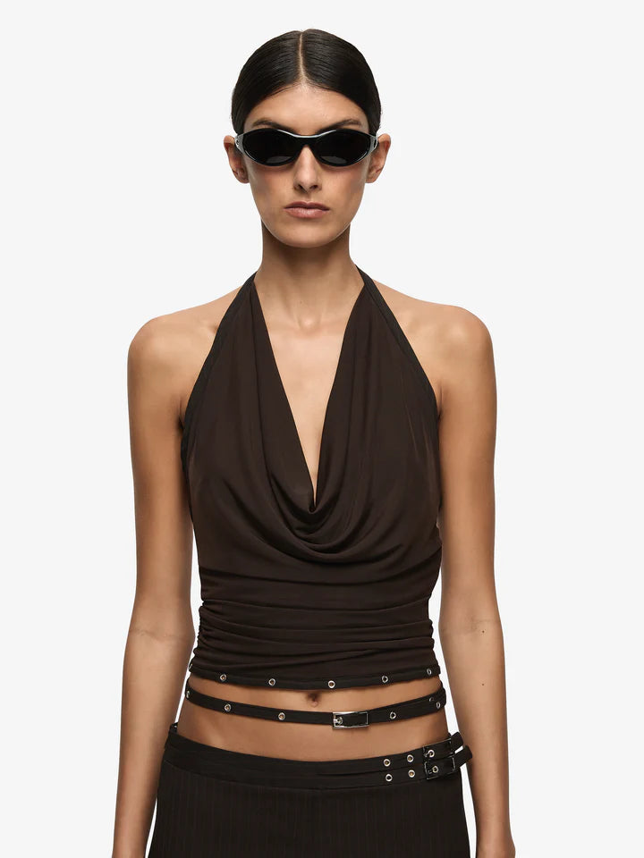 Elysian Collective Bec + Bridge Sazriel Cowl Top Dark Chocolate