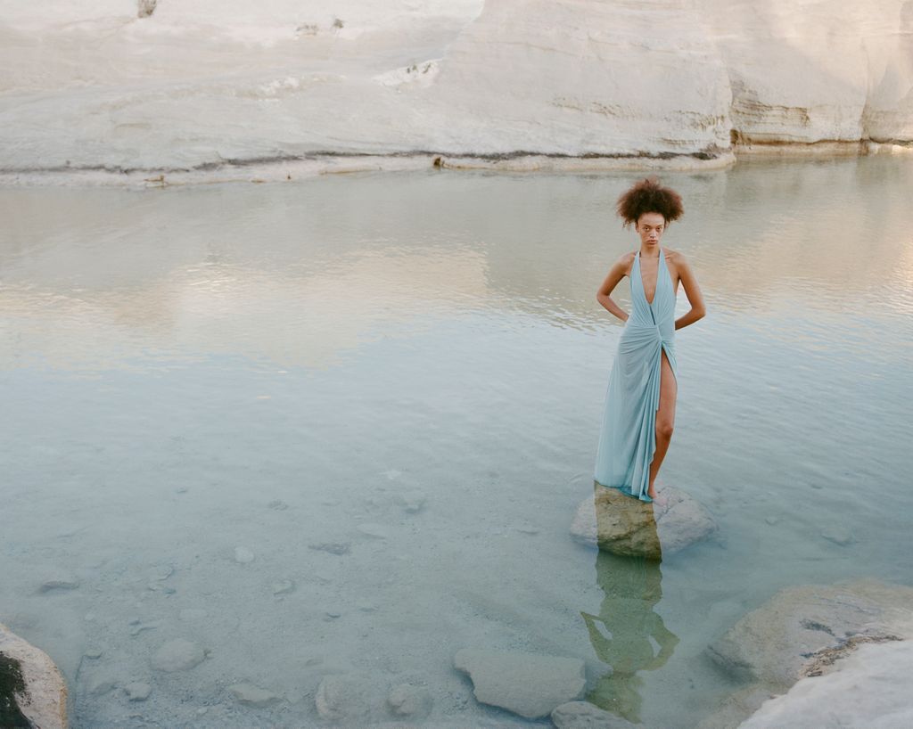 Elysian Collective Bec + Bridge Xanthi V Neck Maxi Dress Bermuda Blue