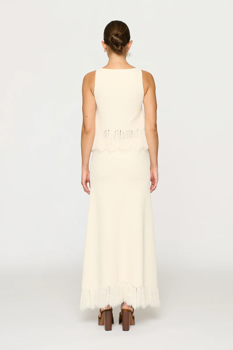 Elysian Collective Clea Kelany Fringe Knit Top Parchment