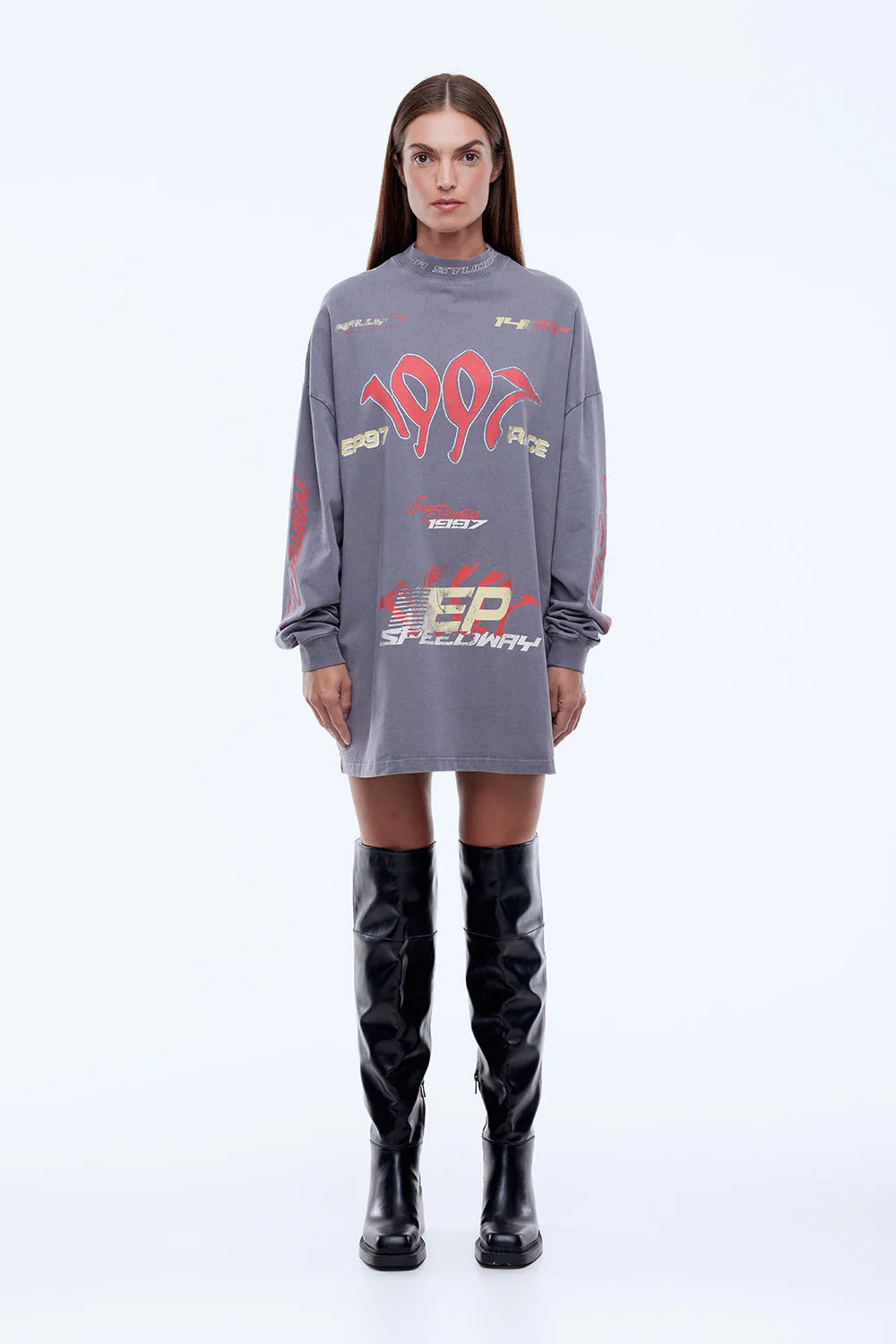 Elysian Collective Ena Pelly 1997 Tee Dress (Washed Grey)