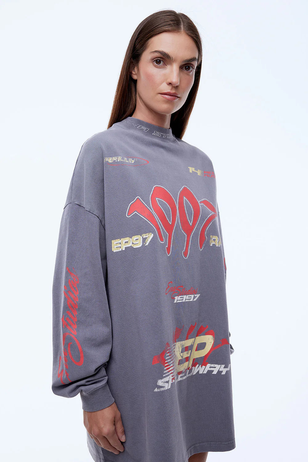Elysian Collective Ena Pelly 1997 Tee Dress (Washed Grey)