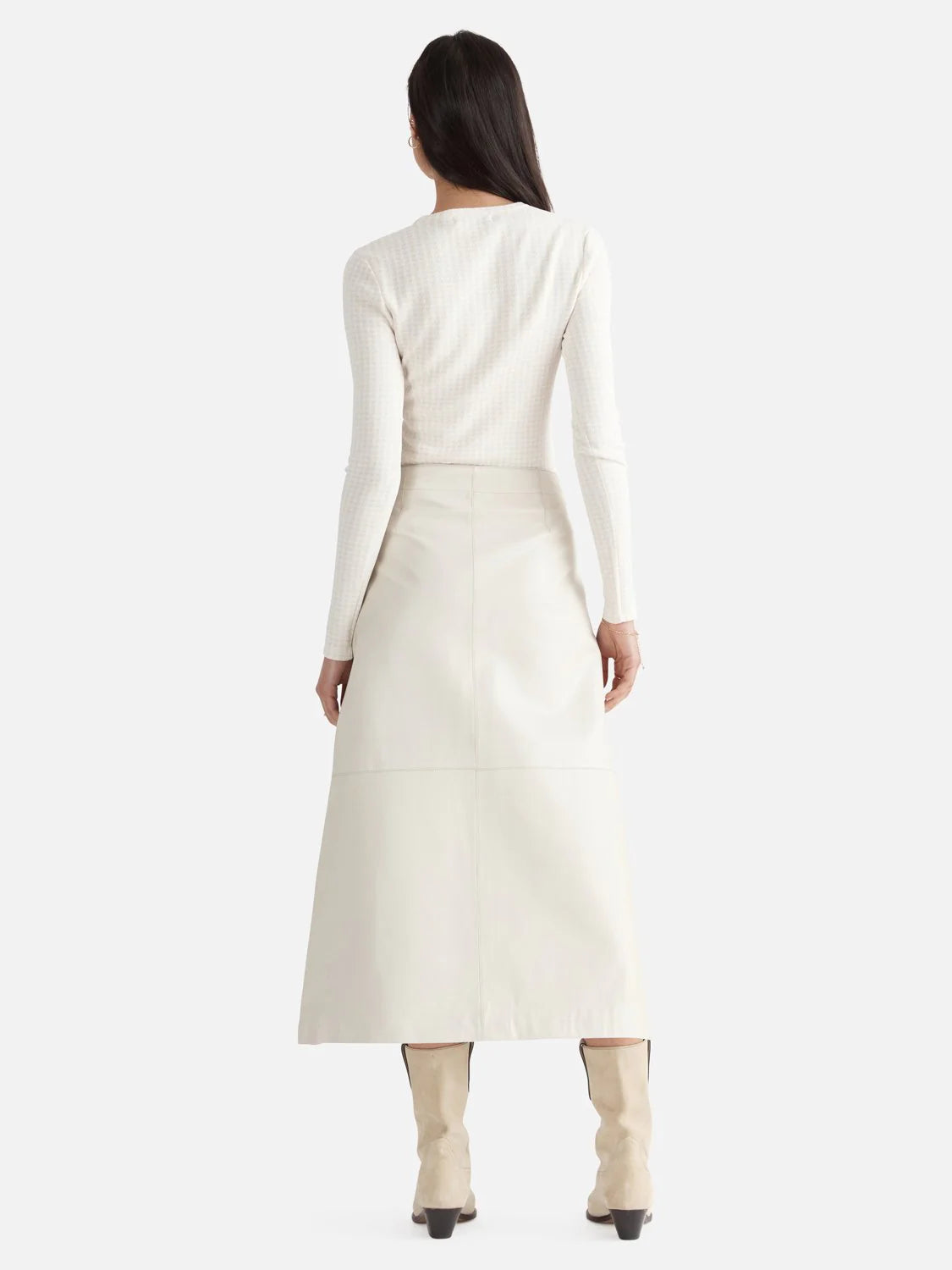 Elysian Collective Ena Pelly Aria Leather Maxi Skirt Sandshell