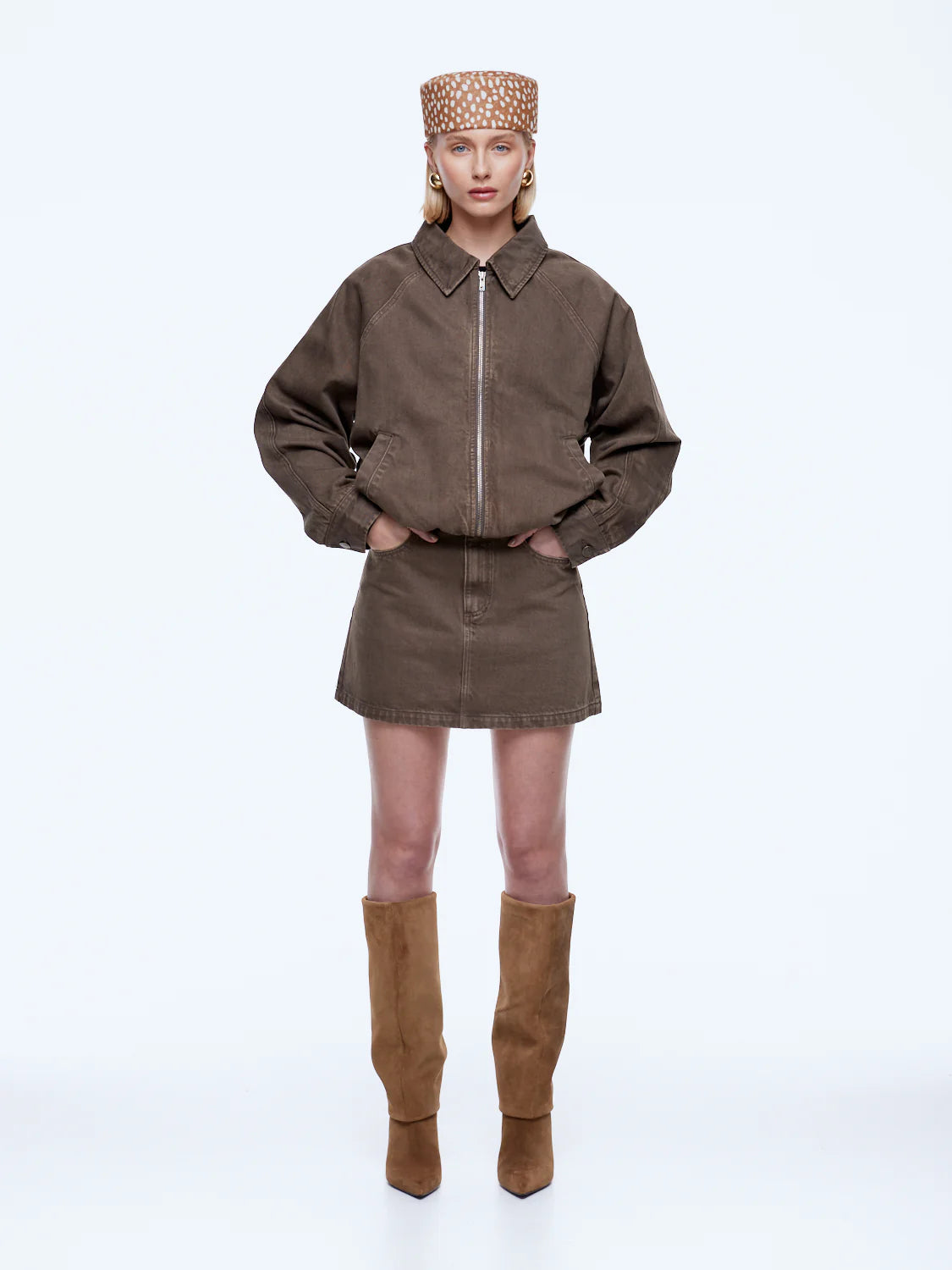 Elysian Collective Ena Pelly Billy Denim Bomber Mushroom