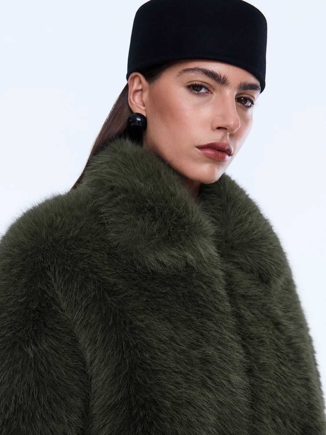 Elysian Collective Ena Pelly Daphne Faux Fur Bomber Olive