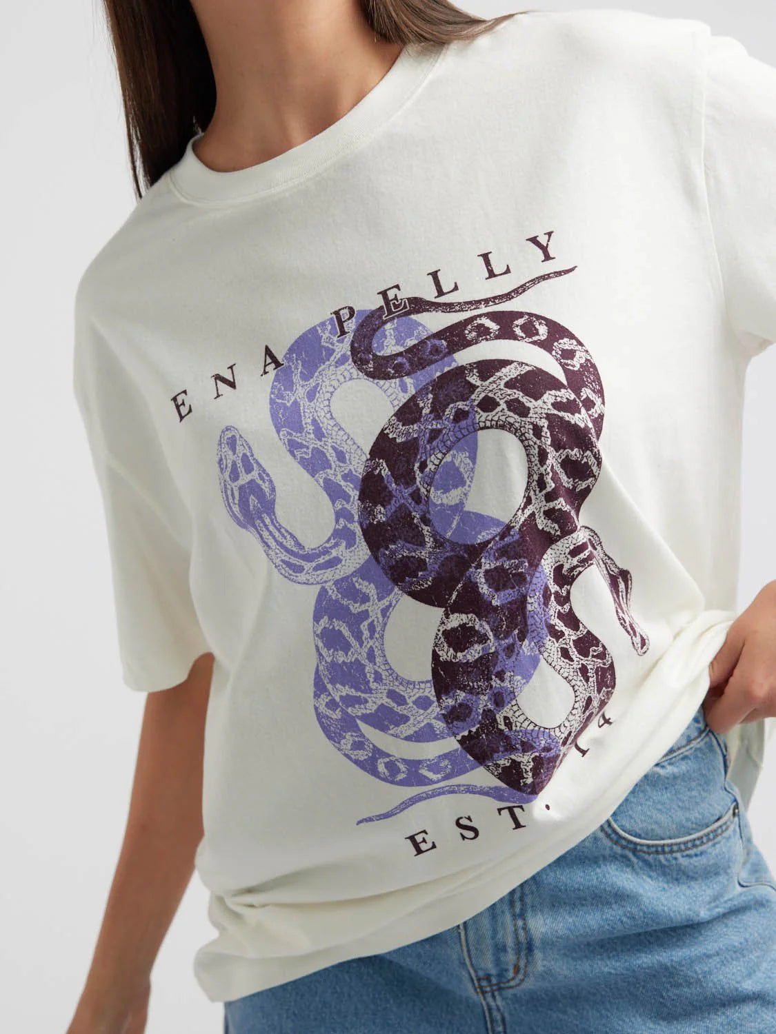 Elysian Collective Ena Pelly Dual Snakes Tee Vintage White