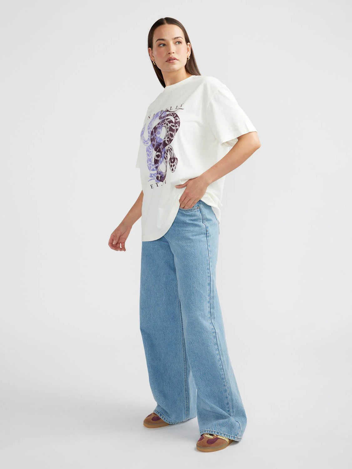 Elysian Collective Ena Pelly Dual Snakes Tee Vintage White