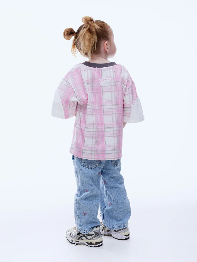 Elysian Collective Ena Pelly Ellidy Pullin Kids Lunar Jersey Pink Check