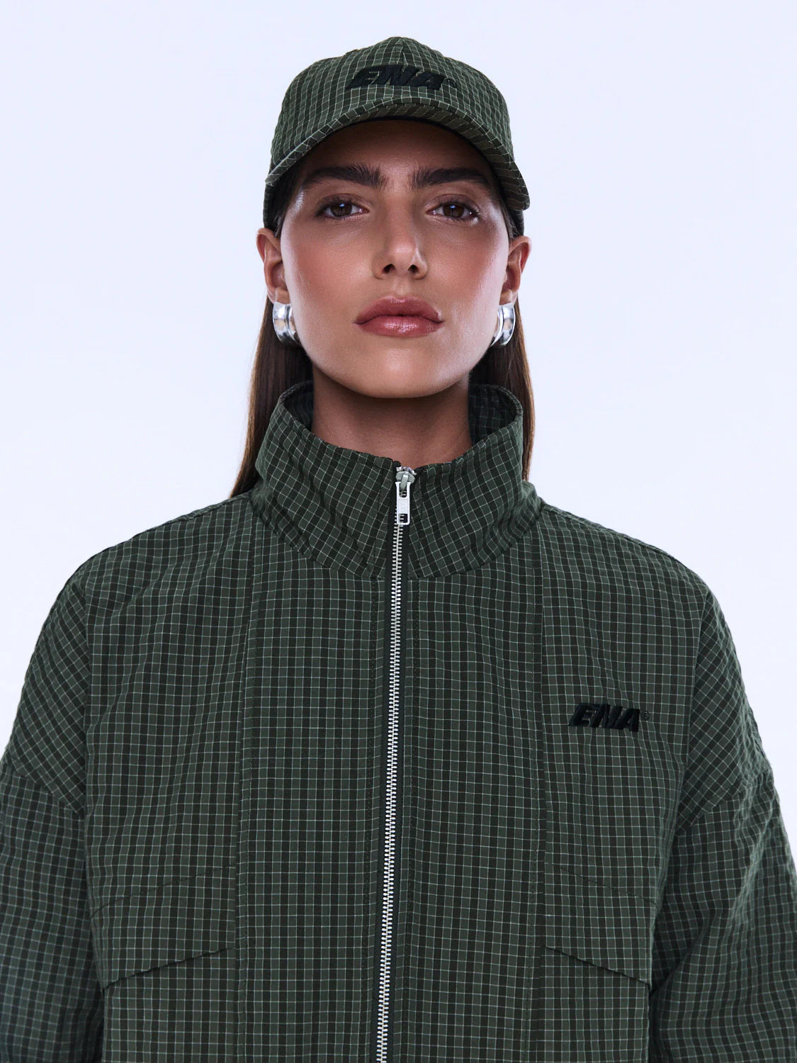 Elysian Collective Ena Pelly Fallon Check Cap Olive Check