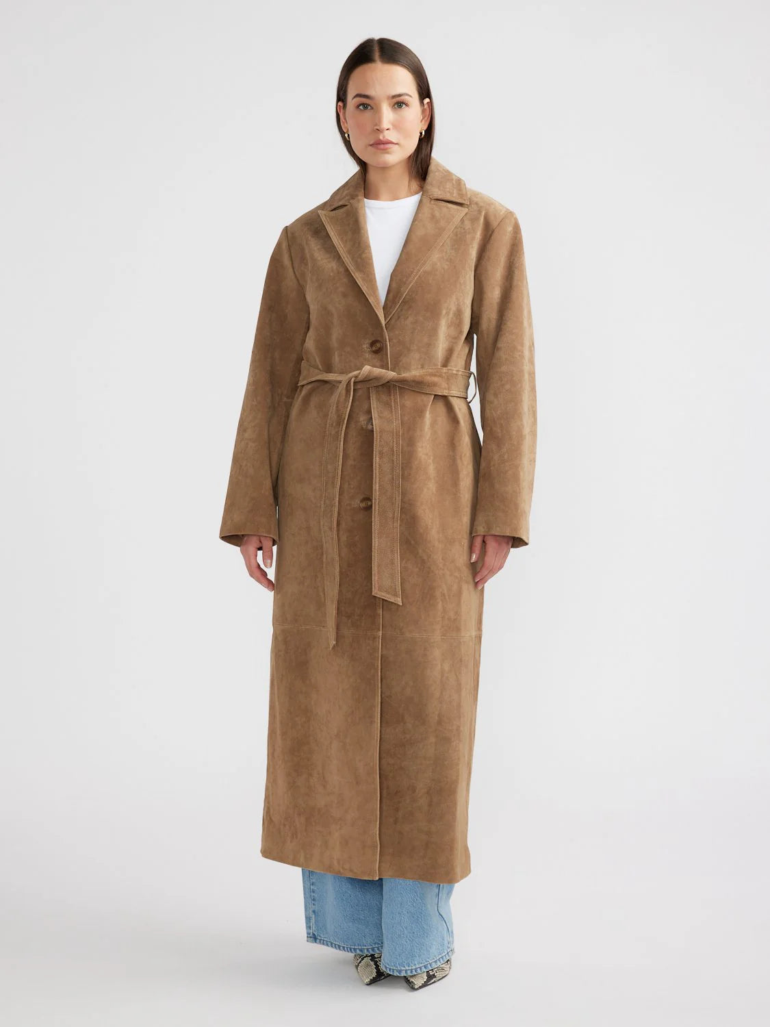 Elysian Collective Ena Pelly Miley Suede Trench Toffee