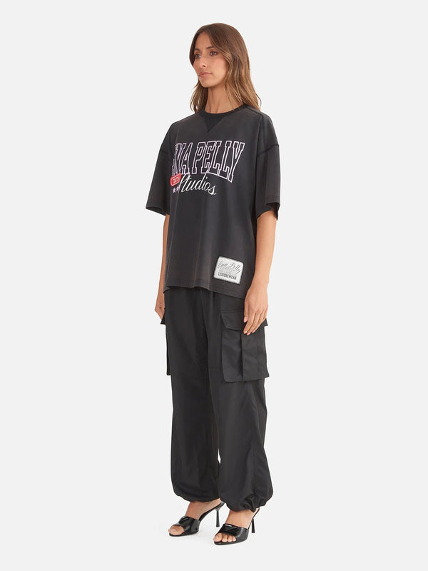 Elysian Collective Ena Pelly Mix Oversized Tee Washed Black