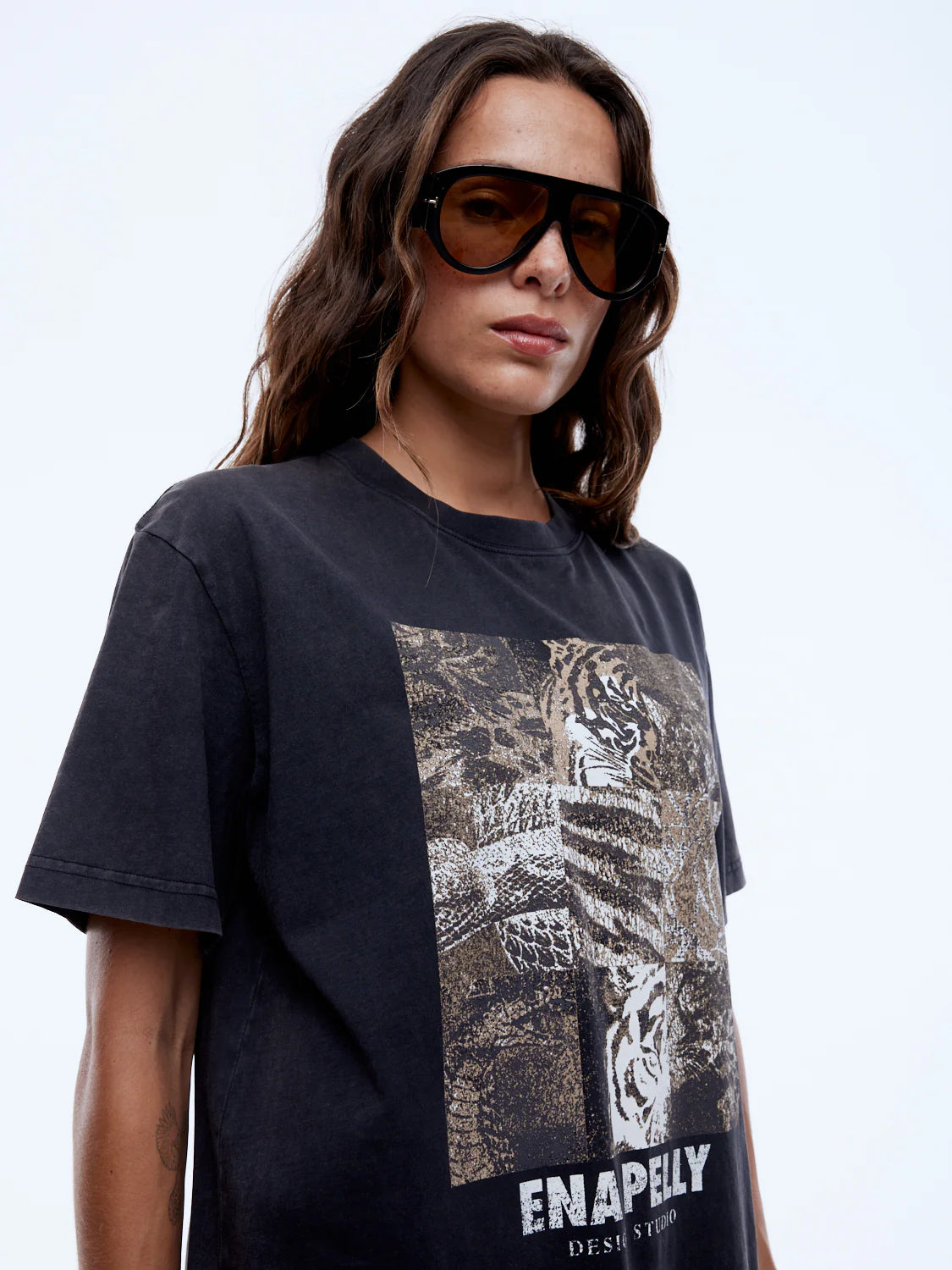 Elysian Collective Ena Pelly Mixed Animal Tee Vintage Black