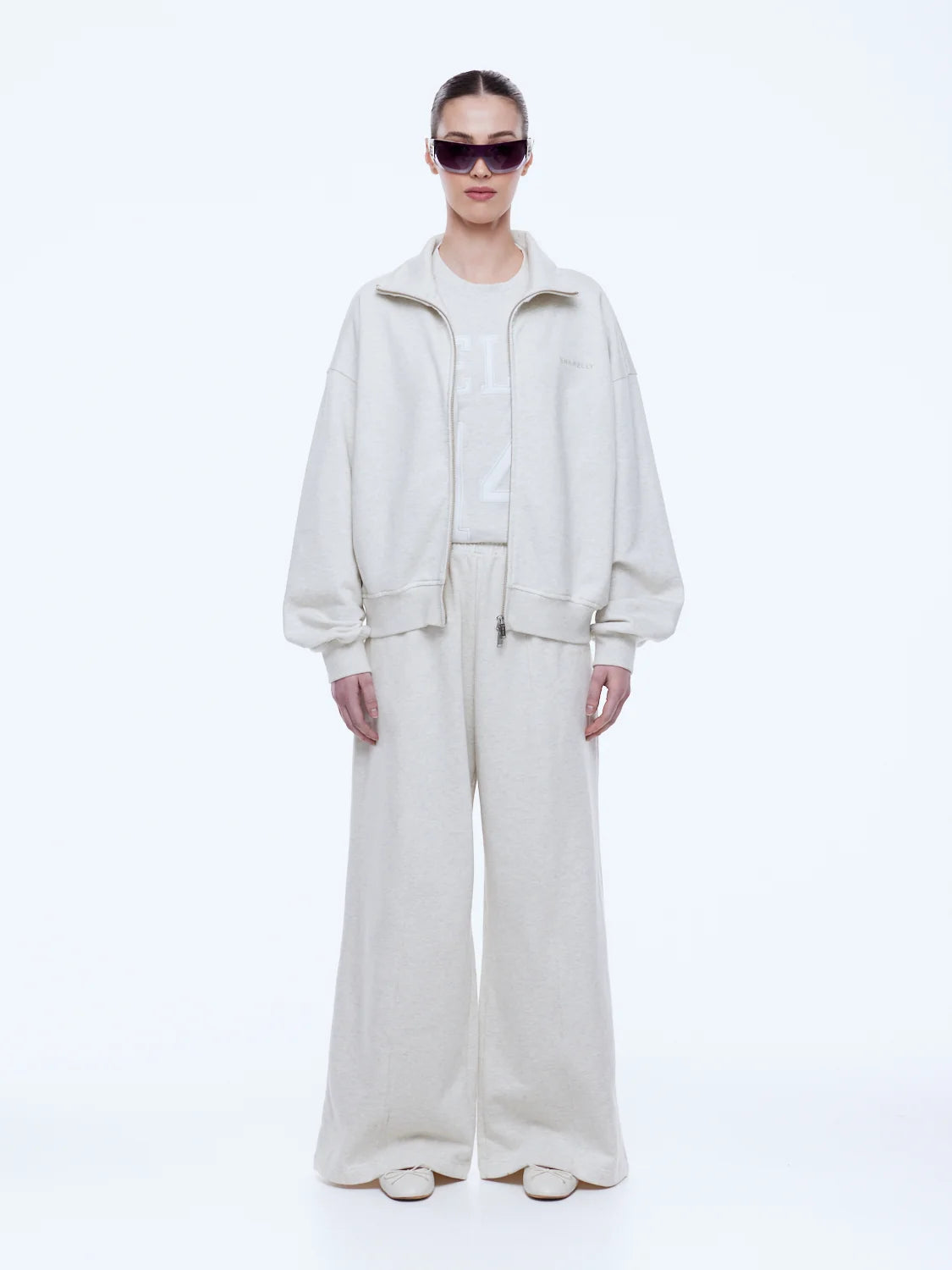Elysian Collective Ena Pelly Paris Terry Zip Thru Oat Marle