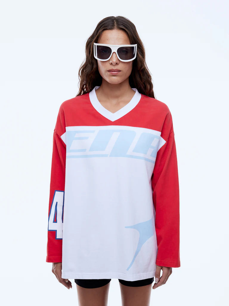 Elysian Collective Ena Pelly Pelly League Long Sleeve Tee White Splice