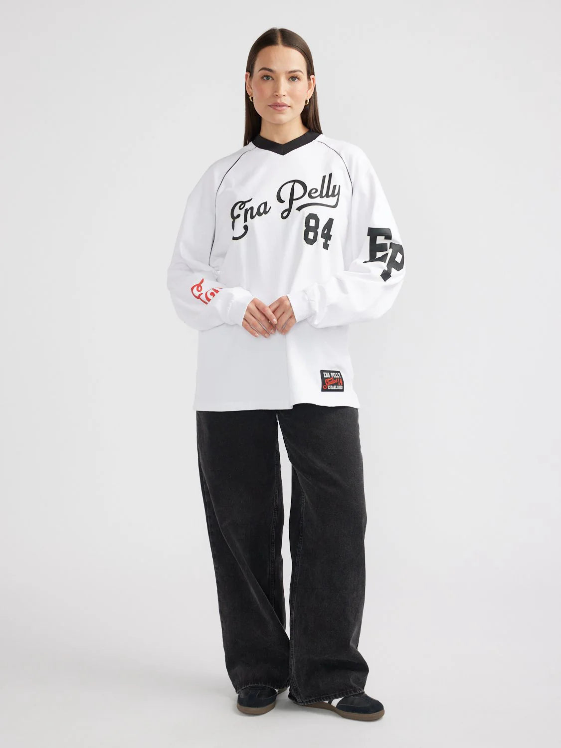 Elysian Collective Ena Pelly Script Jersey Long Sleeve Tee White