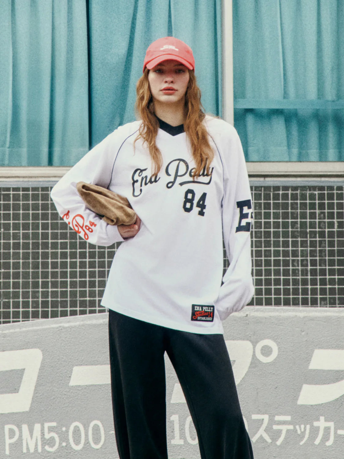 Elysian Collective Ena Pelly Script Jersey Long Sleeve Tee White