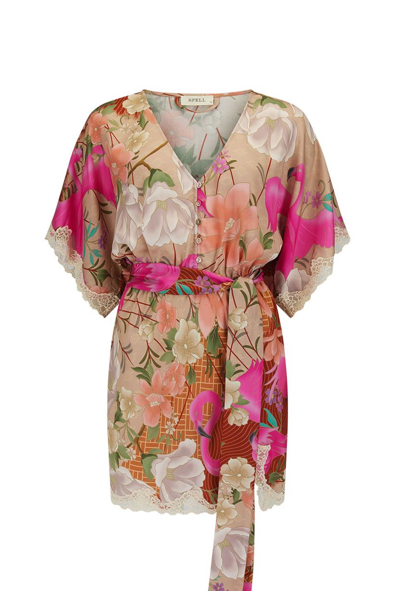 Elysian Collective Spell Floridian Lace Mini Dress Coral