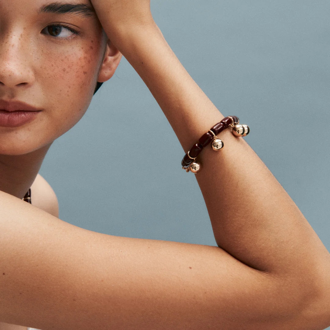 Elysian Collective Gimme Resin Bracelet Burgundy Gold