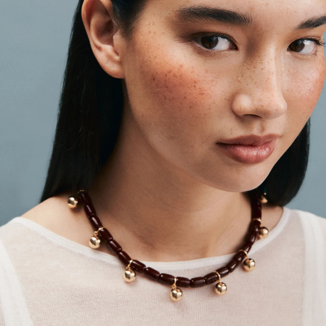 Elysian Collective Gimme Resin Necklace Burgundy Gold