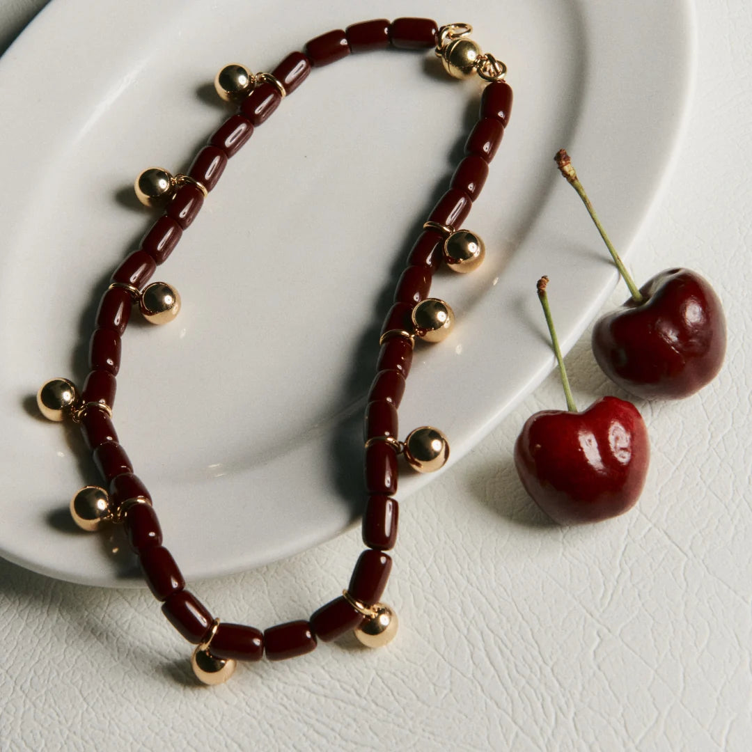 Elysian Collective Gimme Resin Necklace Burgundy Gold
