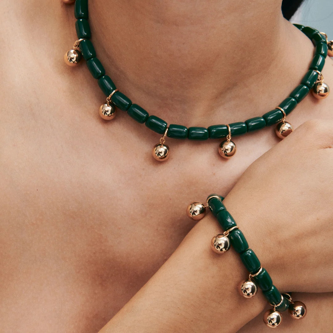 Elysian Collective Gimme Resin Necklace Forest Green Gold