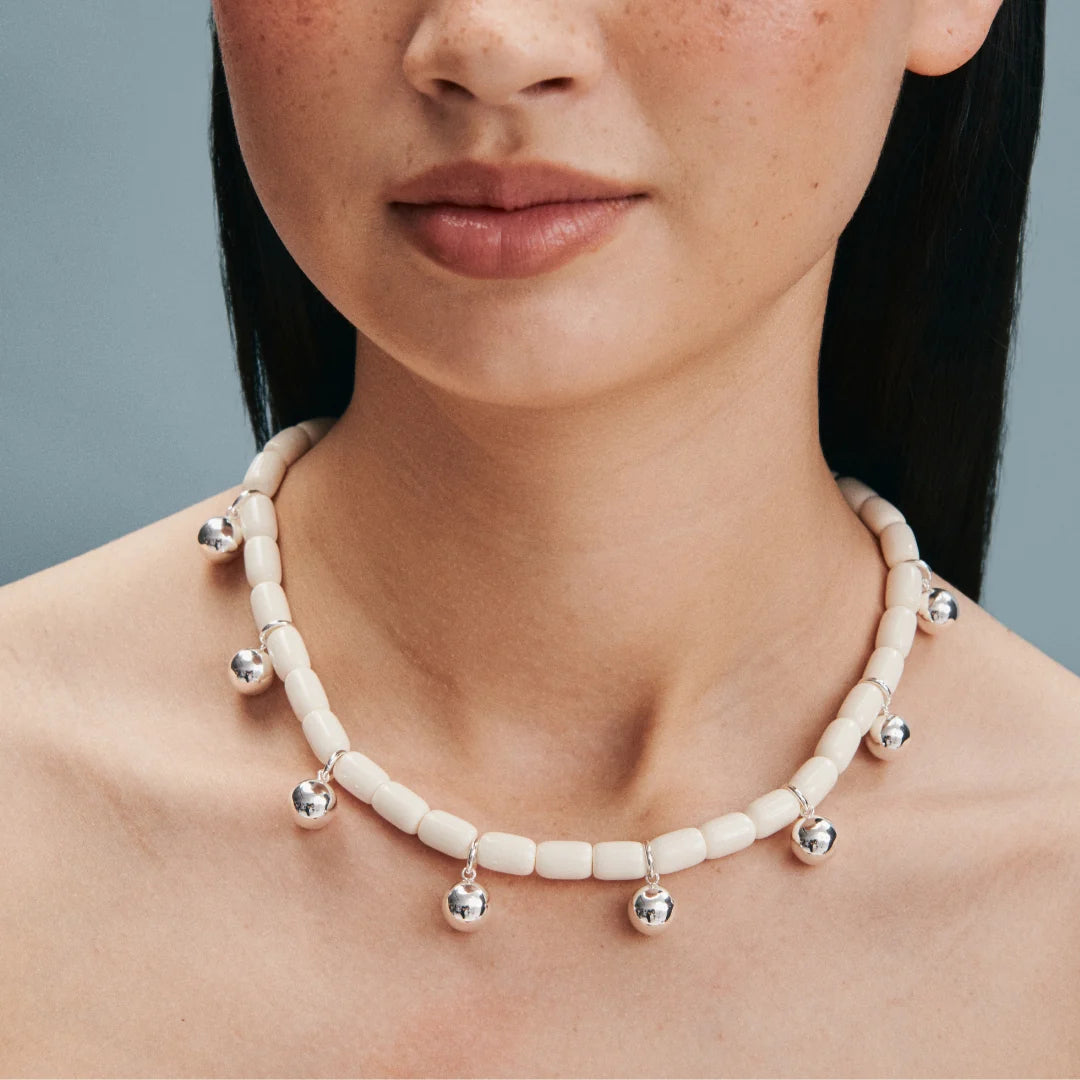 Elysian Collective Gimme Resin Necklace Ivory Silver