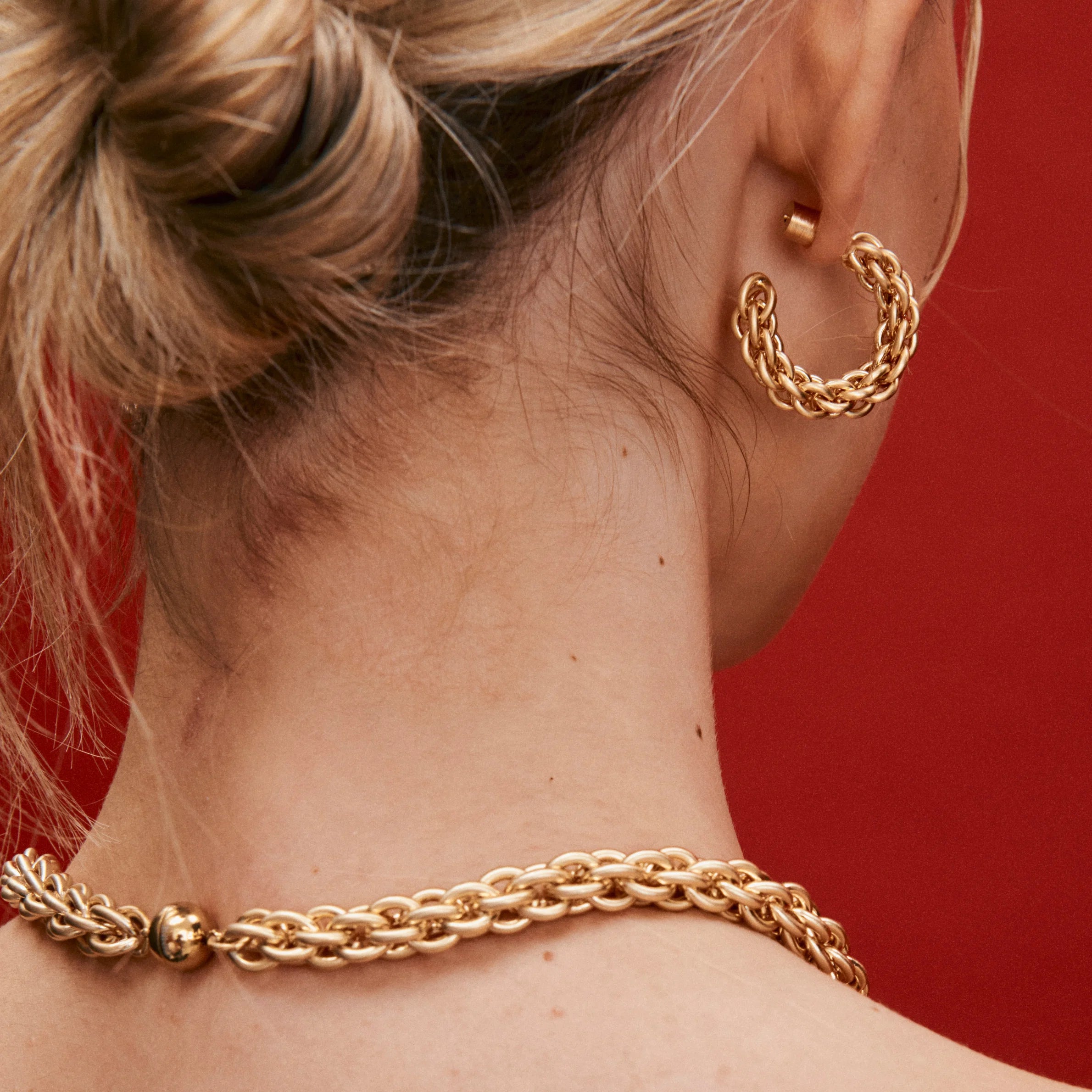 Elysian Collective Gimme Tangled Chain Hoops Gold
