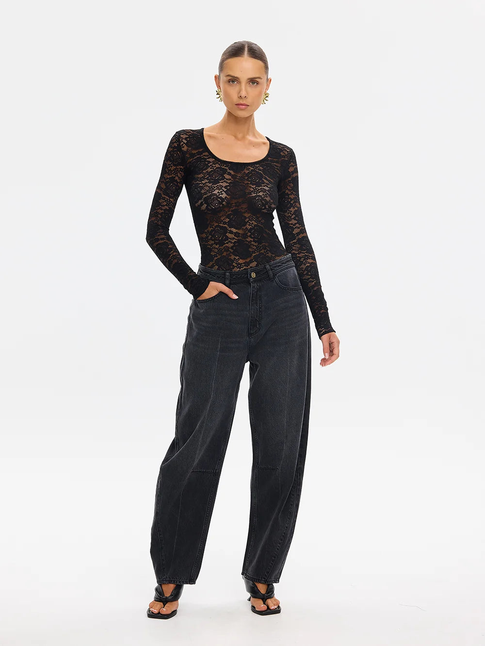 Elysian Collective Kivari Bonnie Lace Bodysuit Black