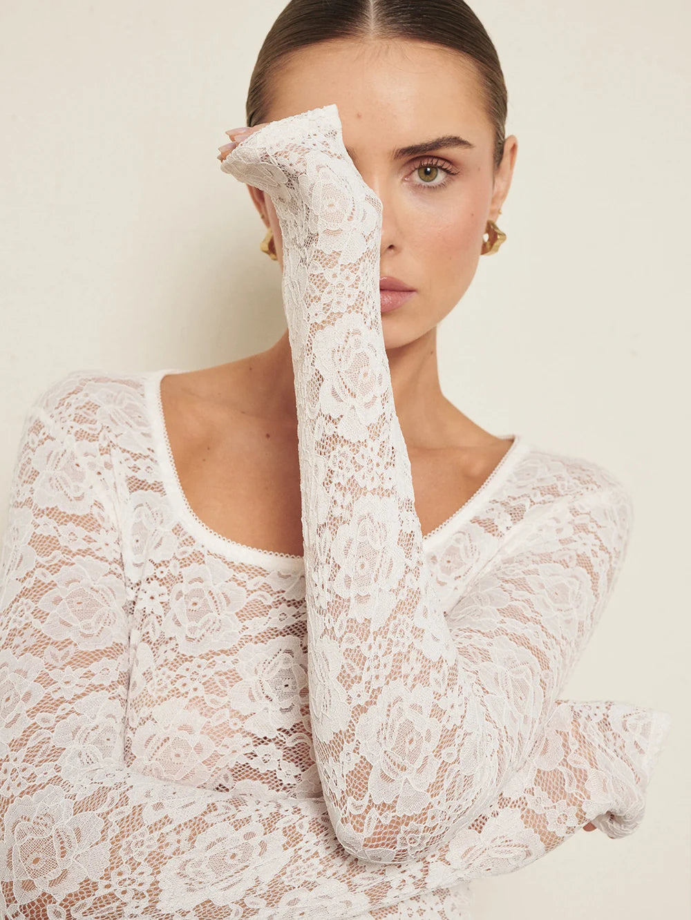 Elysian Collective Kivari Bonnie Lace Top Ivory
