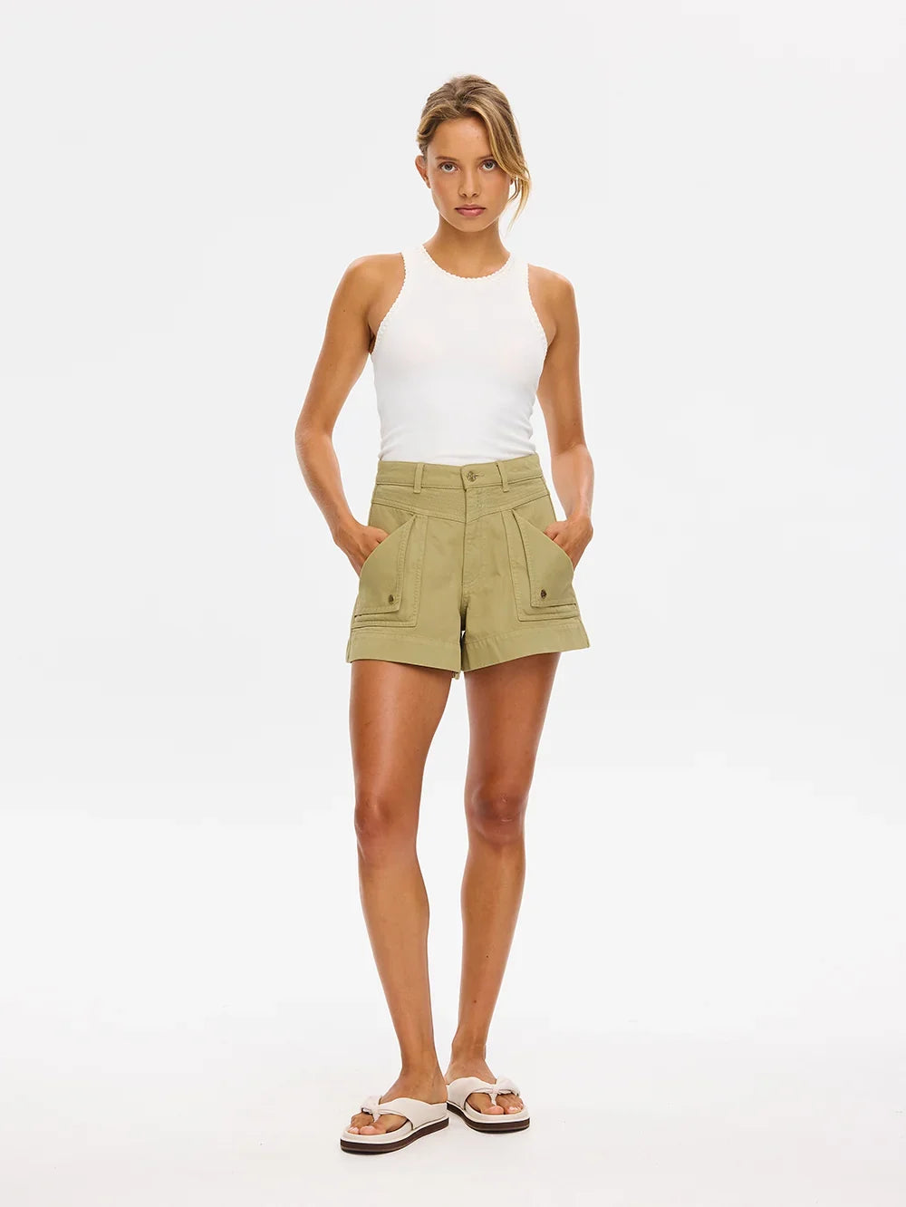 Elysian Collective Kivari Celene Denim Short Olive