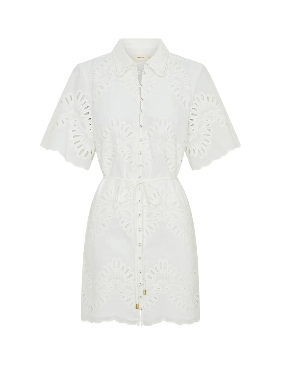 Elysian Collective Kivari Danielle Mini Shirt Dress Ivory