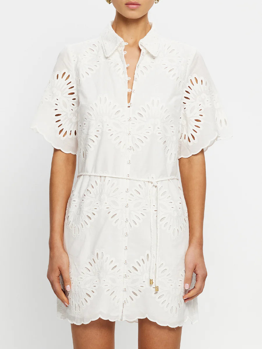 Elysian Collective Kivari Danielle Mini Shirt Dress Ivory