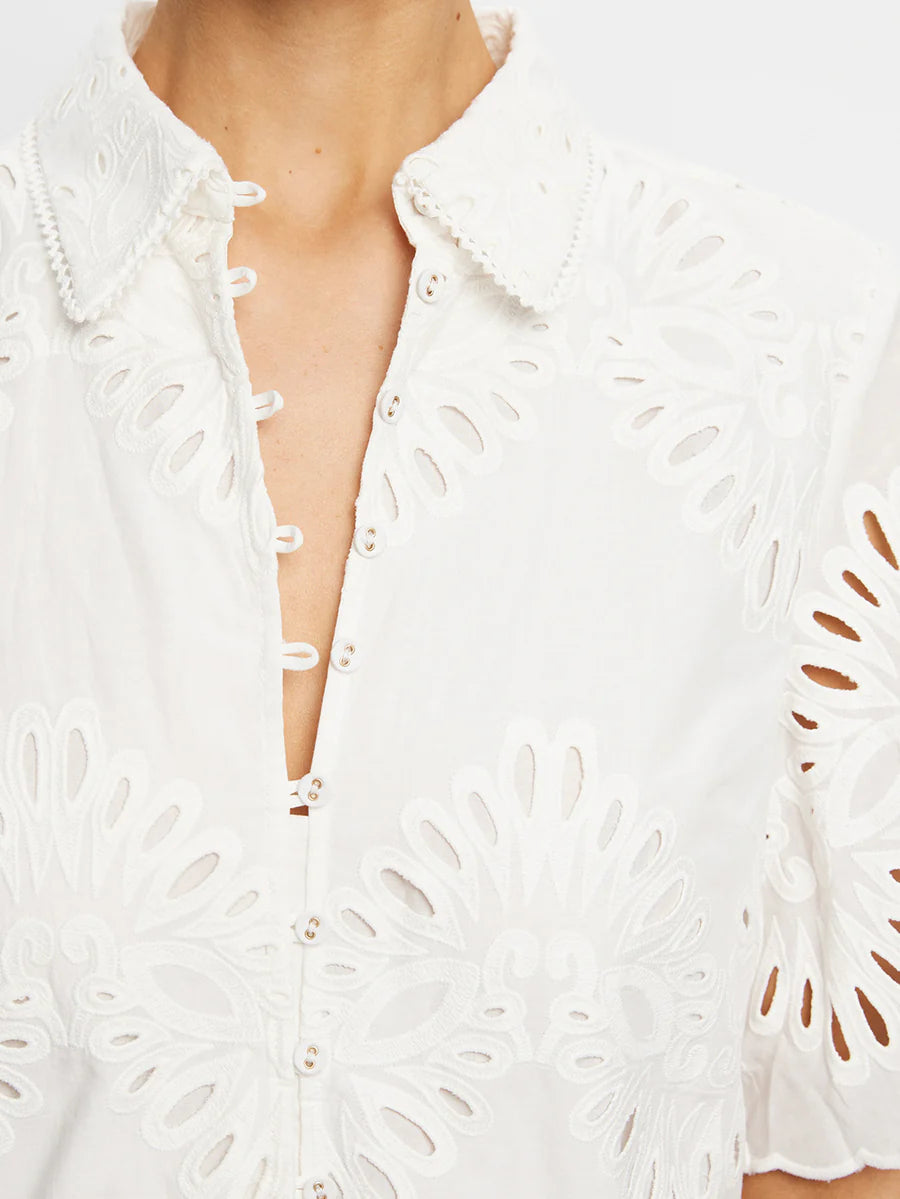 Elysian Collective Kivari Danielle Mini Shirt Dress Ivory