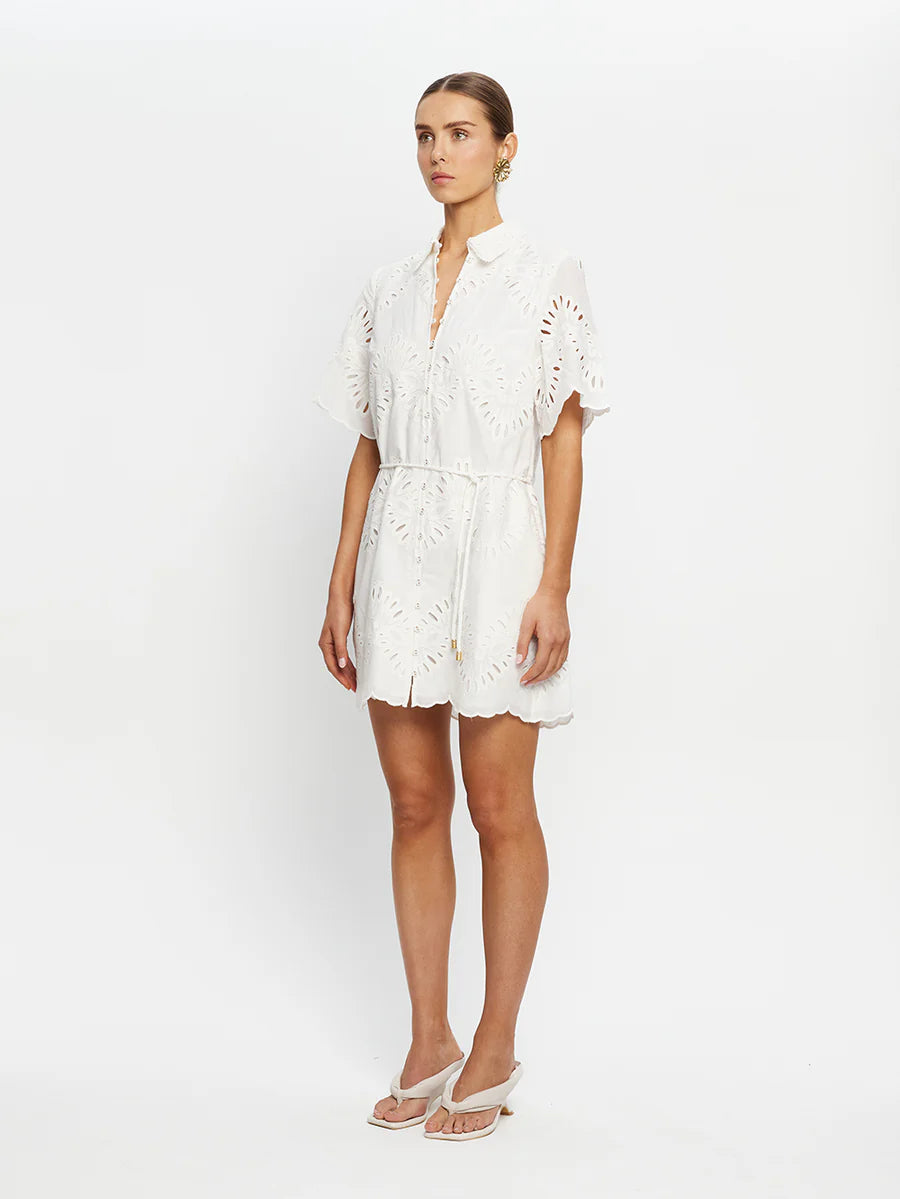 Elysian Collective Kivari Danielle Mini Shirt Dress Ivory