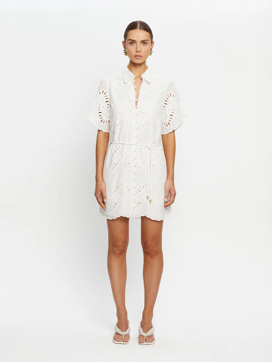 Elysian Collective Kivari Danielle Mini Shirt Dress Ivory