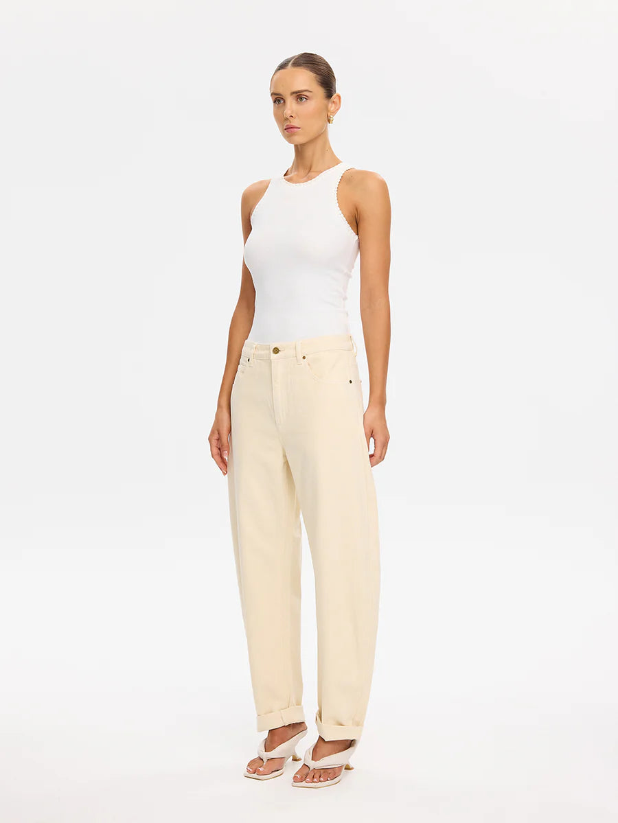 Elysian Collective Kivari Evita Denim Barrel Jean Cream