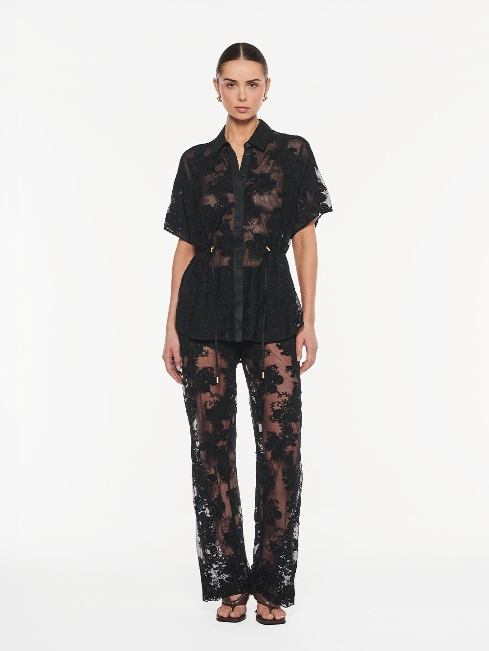 Elysian Collective Kivari Jaxon Lace Shirt Black