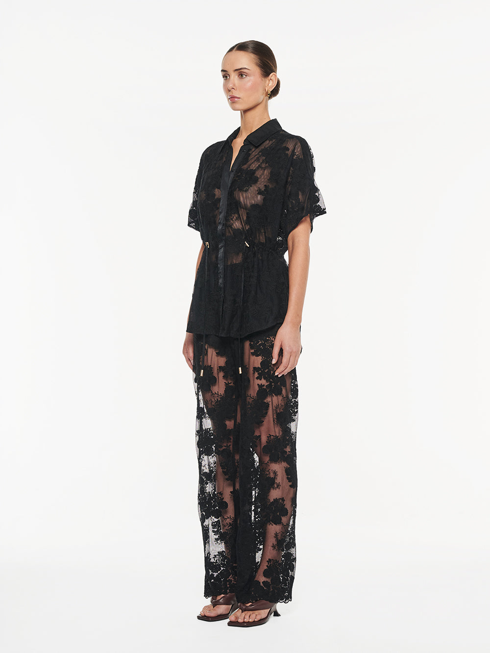 Elysian Collective Kivari Jaxon Lace Shirt Black