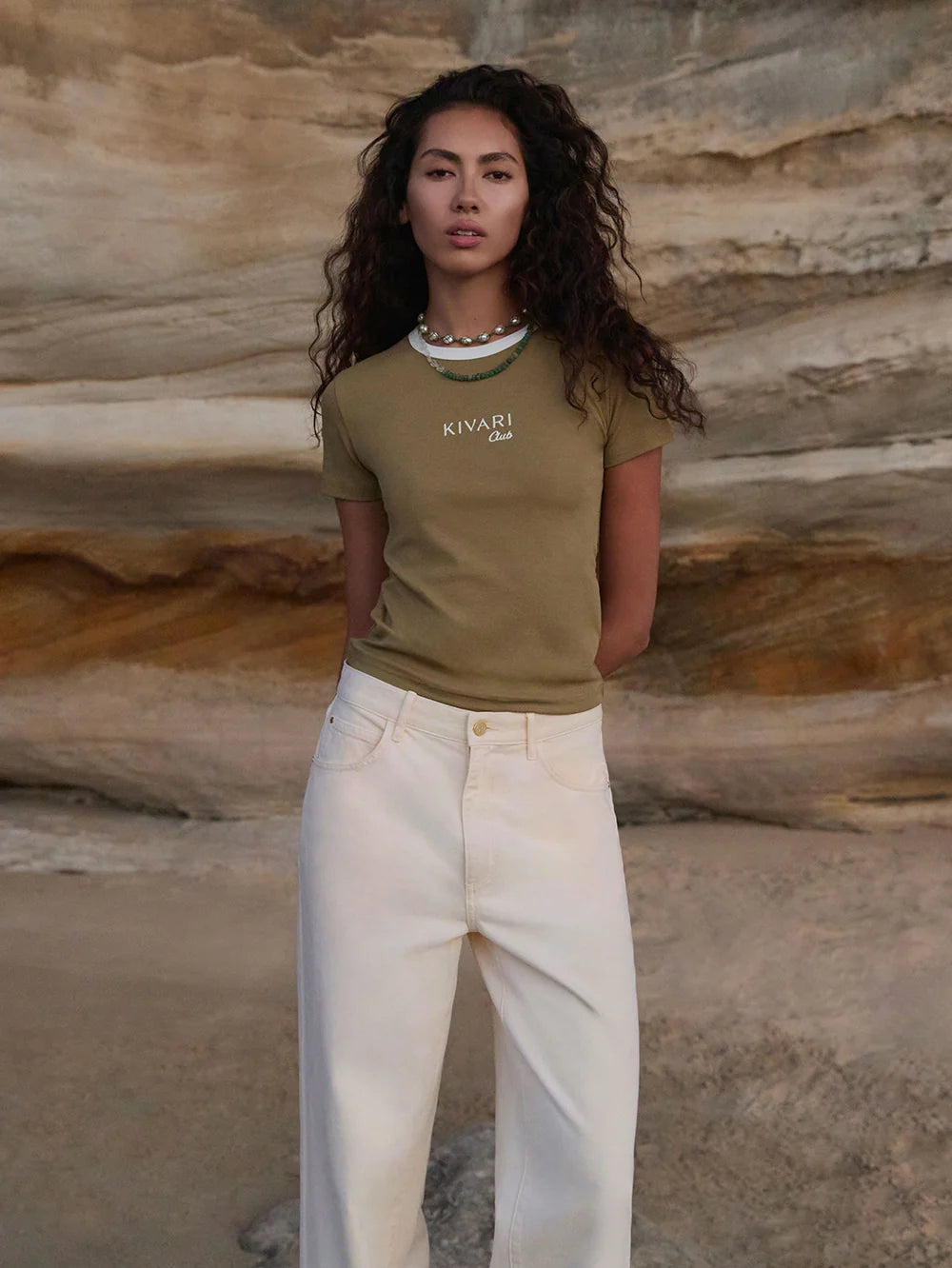 Elysian Collective Kivari Kivari Club Baby Tee Olive