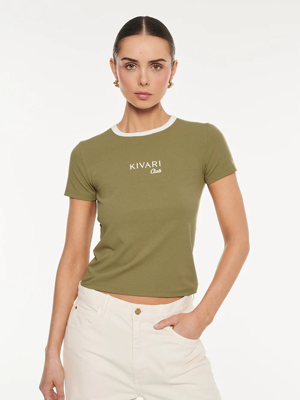 Elysian Collective Kivari Kivari Club Baby Tee Olive