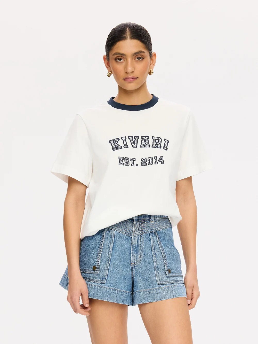 Elysian Collective Kivari Kivari Tee Ivory Navy
