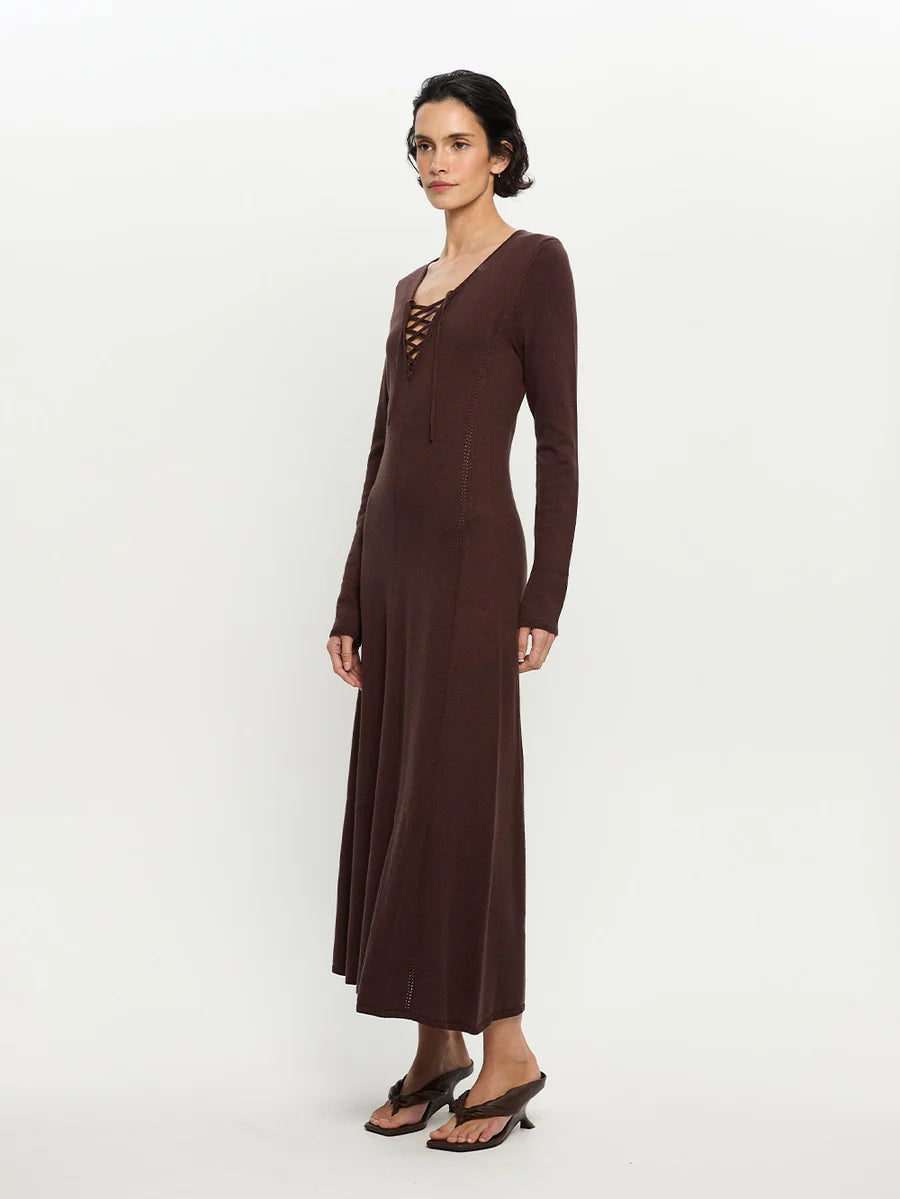 Elysian Collective Kivari Malia Knit Dress Chocolate