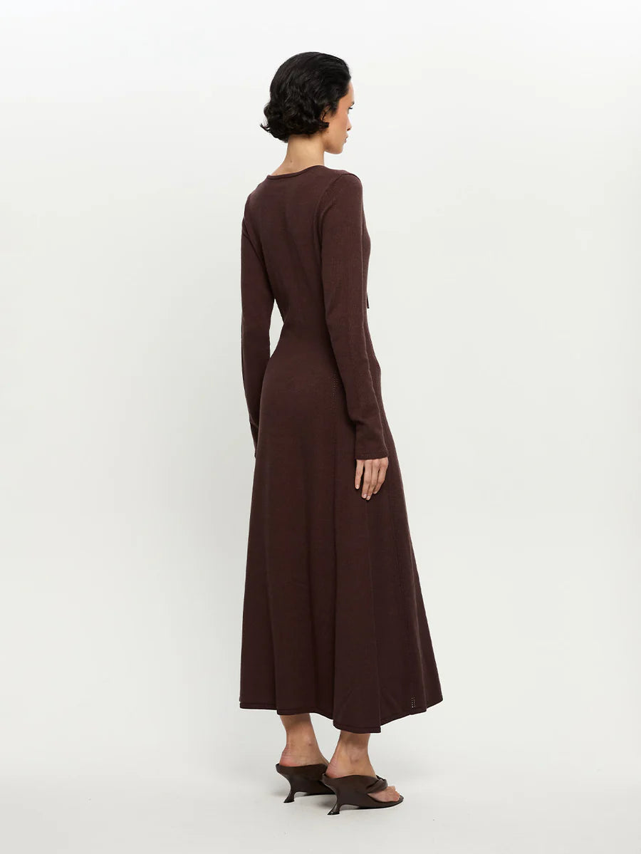 Elysian Collective Kivari Malia Knit Dress Chocolate