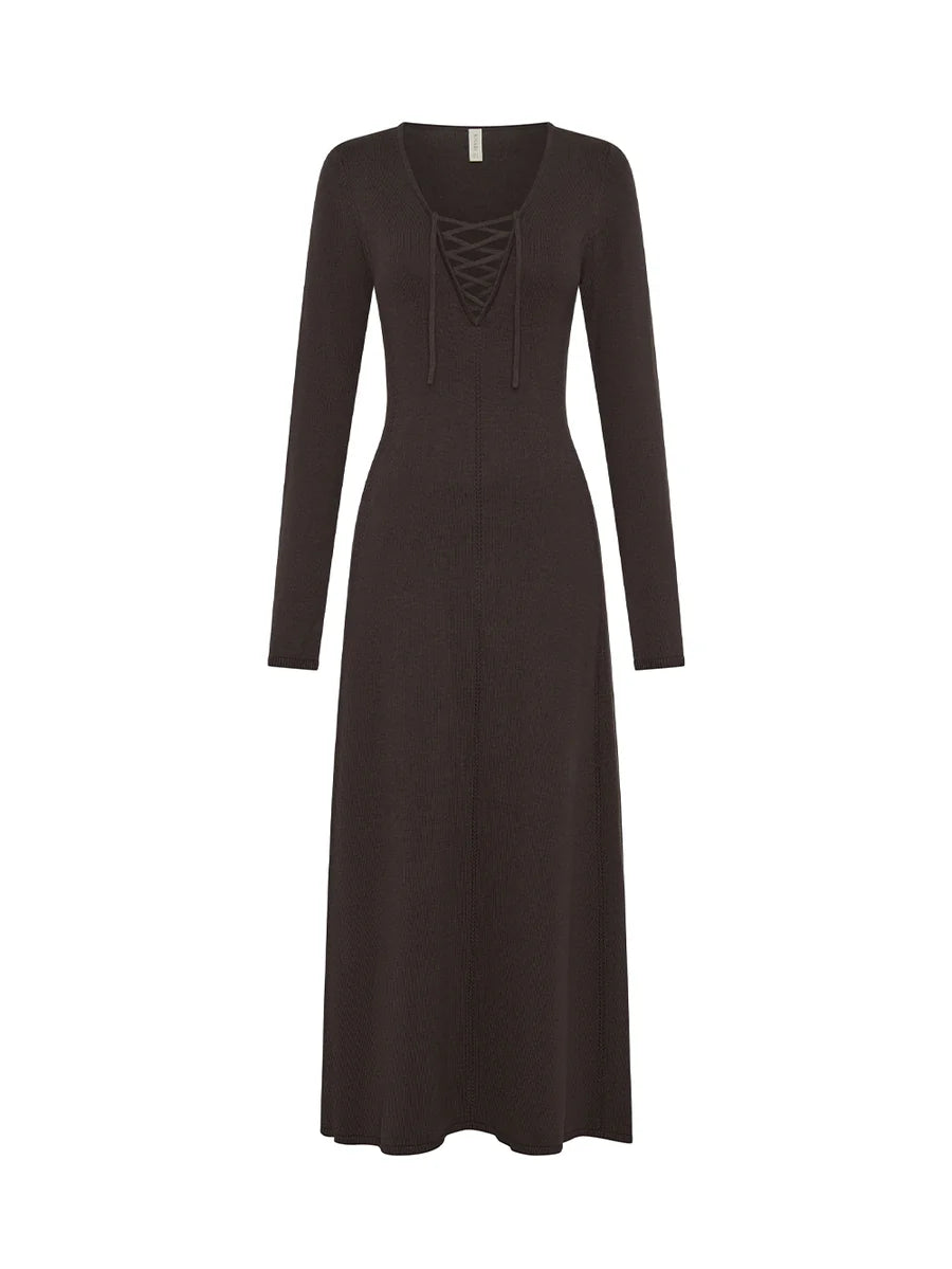 Elysian Collective Kivari Malia Knit Dress Chocolate